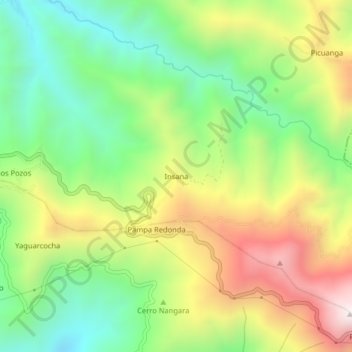 Insana topographic map, elevation, terrain