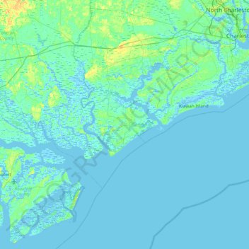 Edisto Island topographic map, elevation, terrain