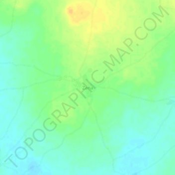 Zana topographic map, elevation, terrain