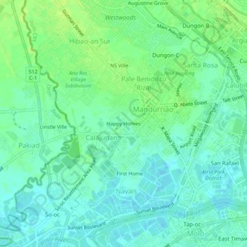 Happy Homes topographic map, elevation, terrain