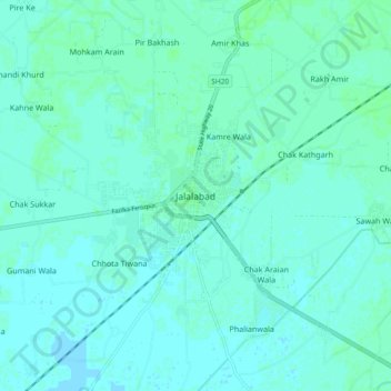 Jalalabad topographic map, elevation, terrain
