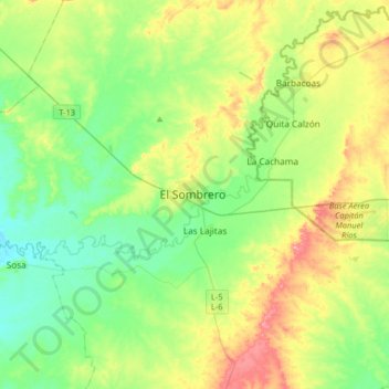 El Sombrero topographic map, elevation, terrain