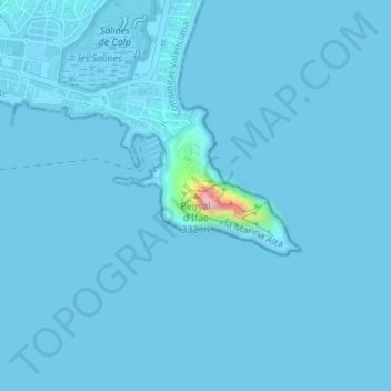 Peñón de Ifach topographic map, elevation, terrain