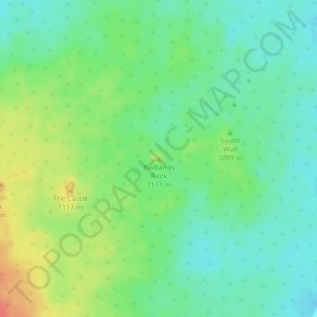 Badlands Rock topographic map, elevation, terrain