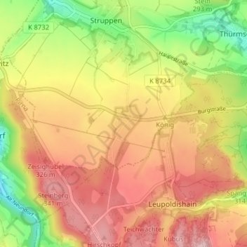 Struppen Siedlung topographic map, elevation, terrain