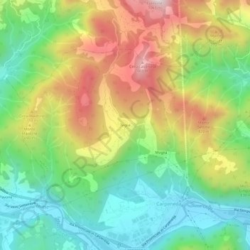 Teglie topographic map, elevation, terrain