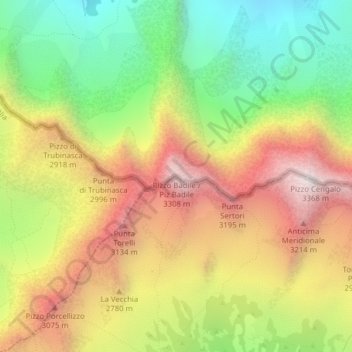 Pizzo Badile / Piz Badile topographic map, elevation, terrain
