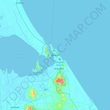 Songkhla topographic map, elevation, terrain