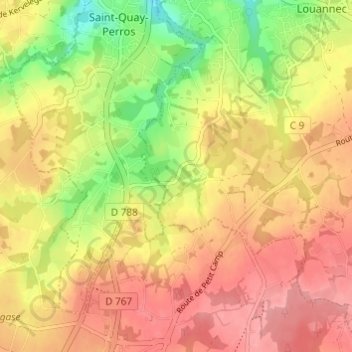 Malfos topographic map, elevation, terrain