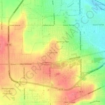 Crown Point topographic map, elevation, terrain