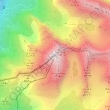 Kriváň topographic map, elevation, terrain