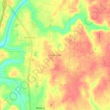 Country Haven topographic map, elevation, terrain