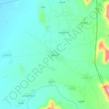 Al Janba`iyah topographic map, elevation, terrain