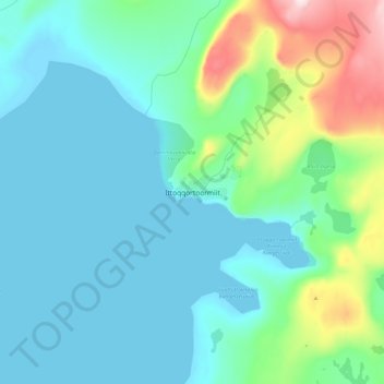 Ittoqqortoormiit topographic map, elevation, terrain