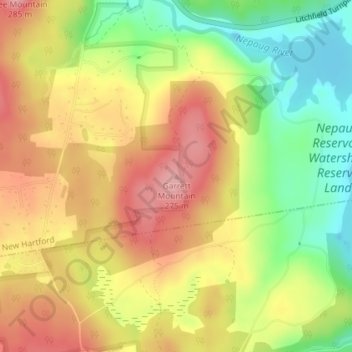 Garrett Mountain topographic map, elevation, terrain