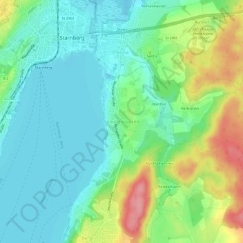 Kempfenhausen topographic map, elevation, terrain