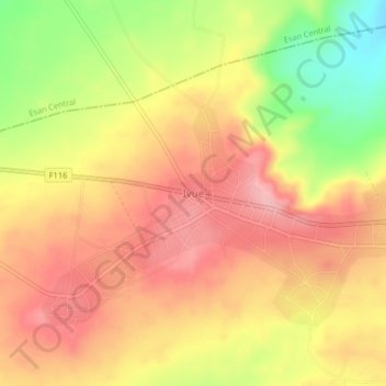 Ivue topographic map, elevation, terrain