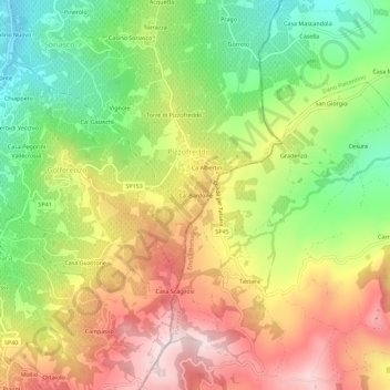 Ca' Bardone topographic map, elevation, terrain