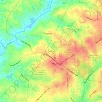 Fox Hall topographic map, elevation, terrain