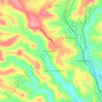 Parungkuda topographic map, elevation, terrain