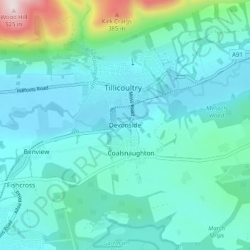 Devonside topographic map, elevation, terrain