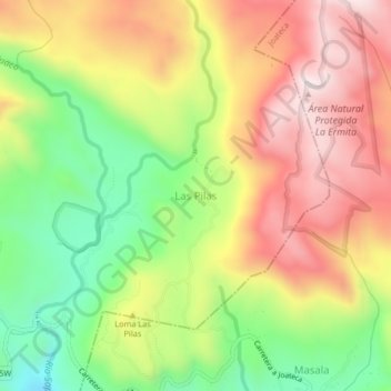 Las Pilas topographic map, elevation, terrain