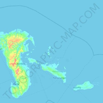 Uala Islands topographic map, elevation, terrain