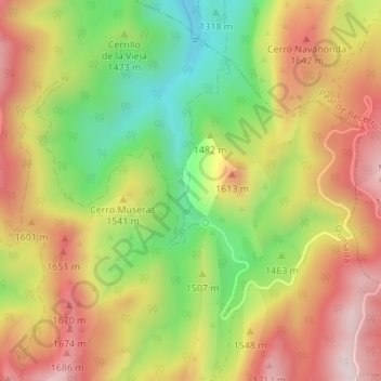 Cañada de las Fuentes topographic map, elevation, terrain