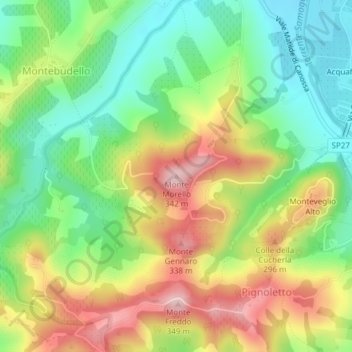 Monte Morello topographic map, elevation, terrain