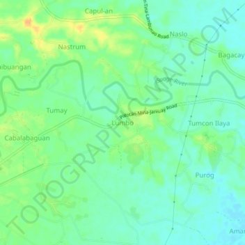 Lumbo topographic map, elevation, terrain