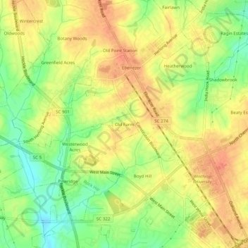 Old Farm topographic map, elevation, terrain