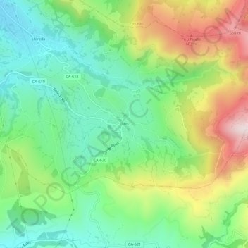Esles topographic map, elevation, terrain