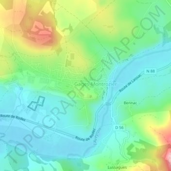 Gages le Haut topographic map, elevation, terrain