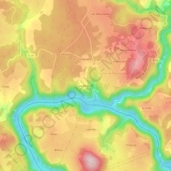 Val Beneyte topographic map, elevation, terrain