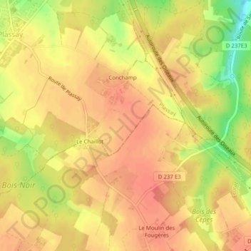 La Chataignerie topographic map, elevation, terrain