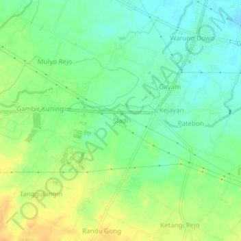 Sladi topographic map, elevation, terrain