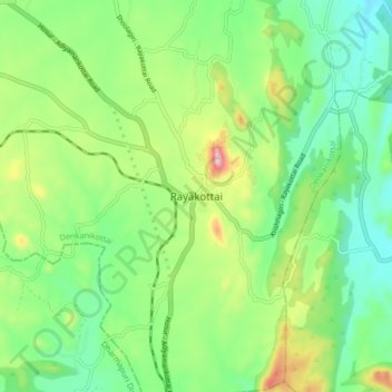 Rayakottai topographic map, elevation, terrain