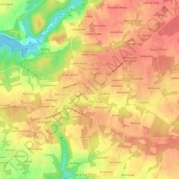 Kerguevellic topographic map, elevation, terrain