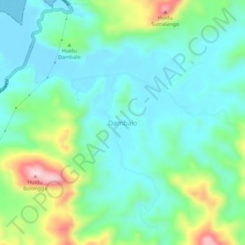 Dambalo topographic map, elevation, terrain