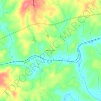 Muscadine topographic map, elevation, terrain