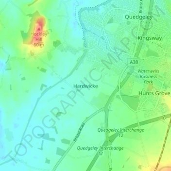 Hardwicke topographic map, elevation, terrain