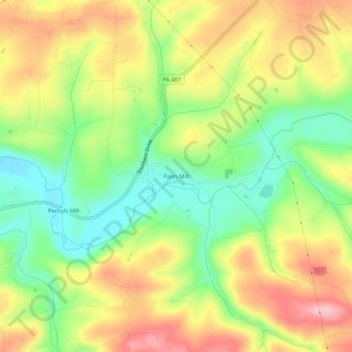 Parrs Mill topographic map, elevation, terrain