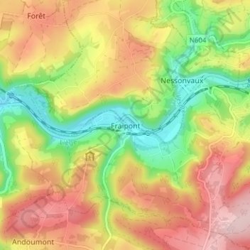 Fraipont topographic map, elevation, terrain
