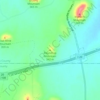 Roundtop Mountain topographic map, elevation, terrain
