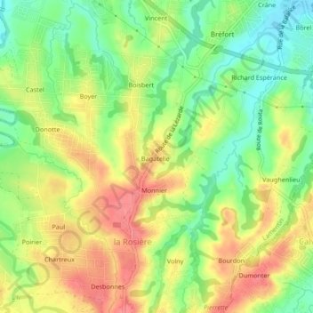 Bagatelle topographic map, elevation, terrain