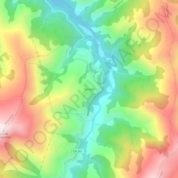 Sarceda topographic map, elevation, terrain