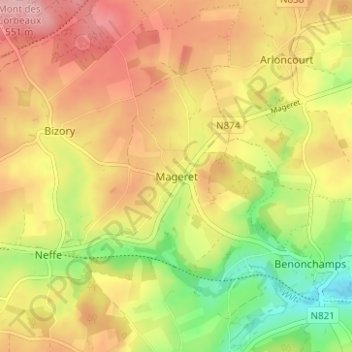 Mageret topographic map, elevation, terrain