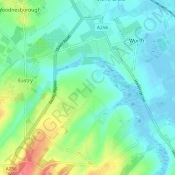 Ham topographic map, elevation, terrain