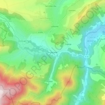 Moulin Neuf topographic map, elevation, terrain