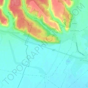 Fețeni topographic map, elevation, terrain